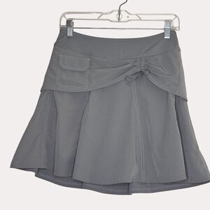 Athleta Lucky In Love Tennis Athletic Skort Skirt Cinch Ruched Gray 2 bv